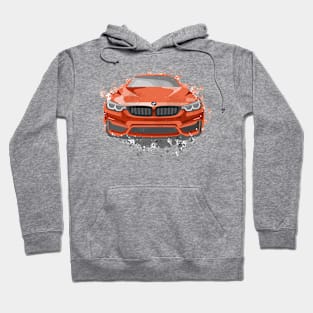 Sports Car Illustration in Red Color Hoodie